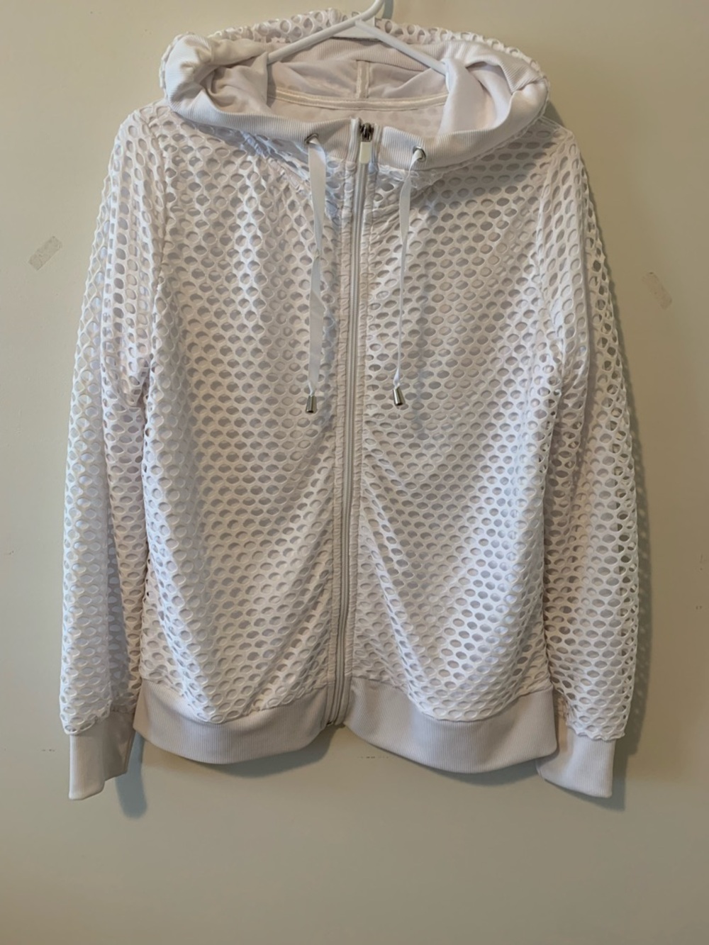 Active USA White Die-Cut Lace Zip Hoodie with ACX Logo